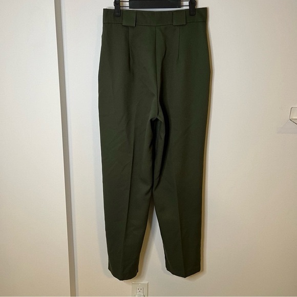 VINTAGE Olive Khaki Green Trousers Pleated Tapered Carrot Relaxed Fit Pants 8 10 - Picture 11 of 14